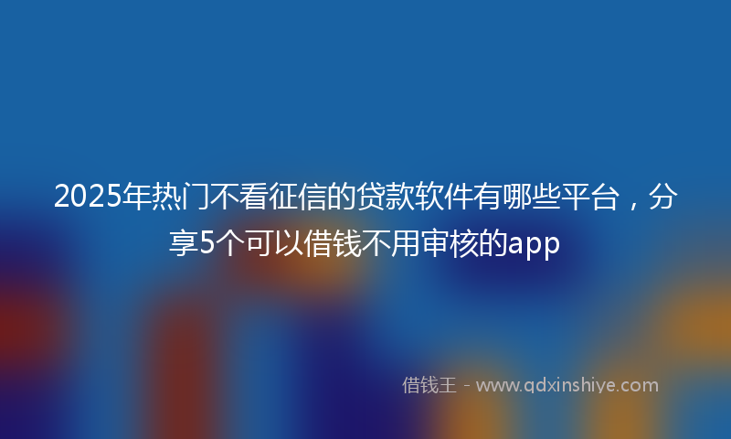 2025年热门不看征信的贷款软件有哪些平台，分享5个可以借钱不用审核的app