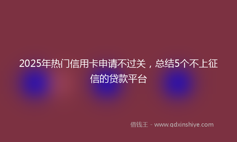 2025年热门信用卡申请不过关，总结5个不上征信的贷款平台