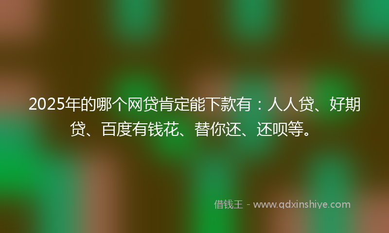 2025年的哪个网贷肯定能下款有：人人贷、好期贷、百度有钱花、替你还、还呗等。