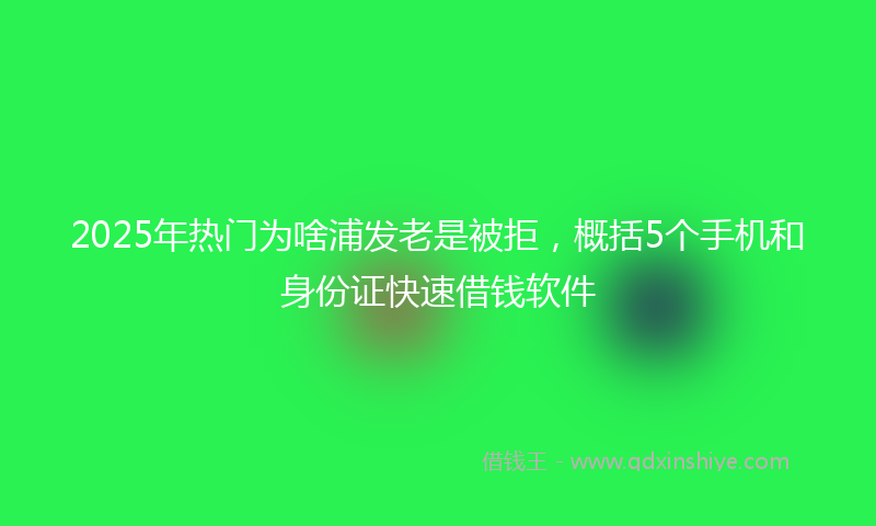 2025年热门为啥浦发老是被拒，概括5个手机和身份证快速借钱软件