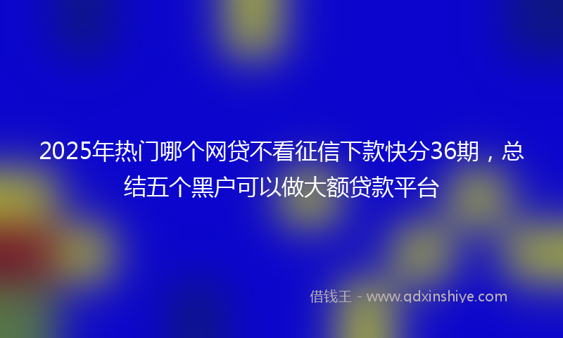 2025年热门哪个网贷不看征信下款快分36期，总结五个黑户可以做大额贷款平台