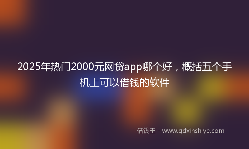 2025年热门2000元网贷app哪个好，概括五个手机上可以借钱的软件