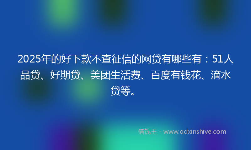 2025年的好下款不查征信的网贷有哪些有：51人品贷、好期贷、美团生活费、百度有钱花、滴水贷等。