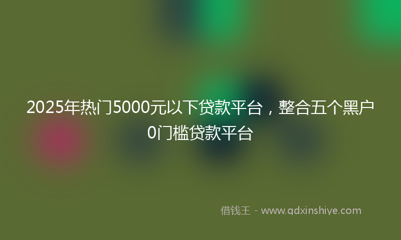 2025年热门5000元以下贷款平台，整合五个黑户0门槛贷款平台