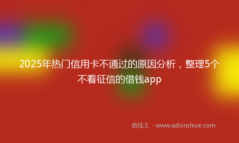 2025年热门信用卡不通过的原因分析，整理5个不看征信的借钱app