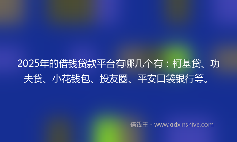 2025年的借钱贷款平台有哪几个有：柯基贷、功夫贷、小花钱包、投友圈、平安口袋银行等。