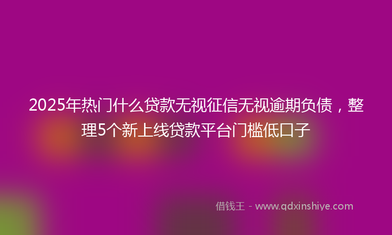 2025年热门什么贷款无视征信无视逾期负债，整理5个新上线贷款平台门槛低口子