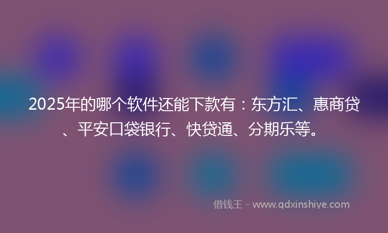 2025年的哪个软件还能下款有：东方汇、惠商贷、平安口袋银行、快贷通、分期乐等。