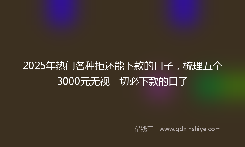 2025年热门各种拒还能下款的口子，梳理五个3000元无视一切必下款的口子