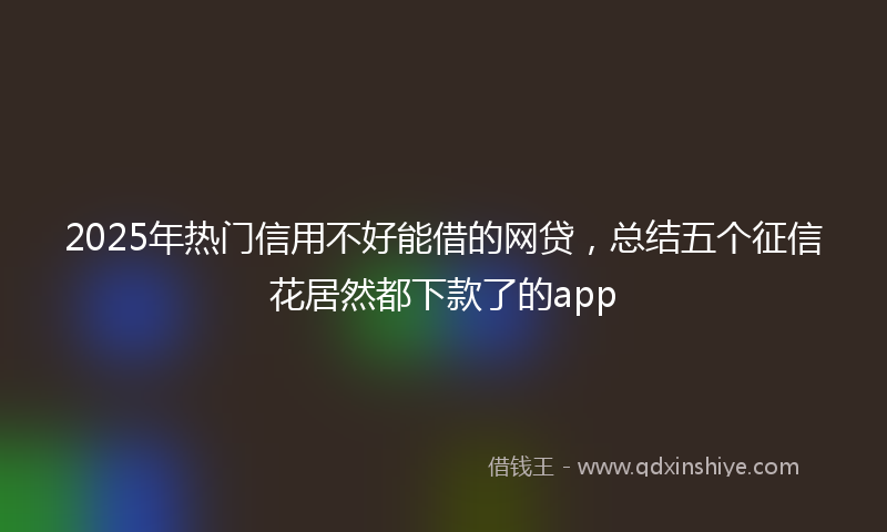 2025年热门信用不好能借的网贷，总结五个征信花居然都下款了的app