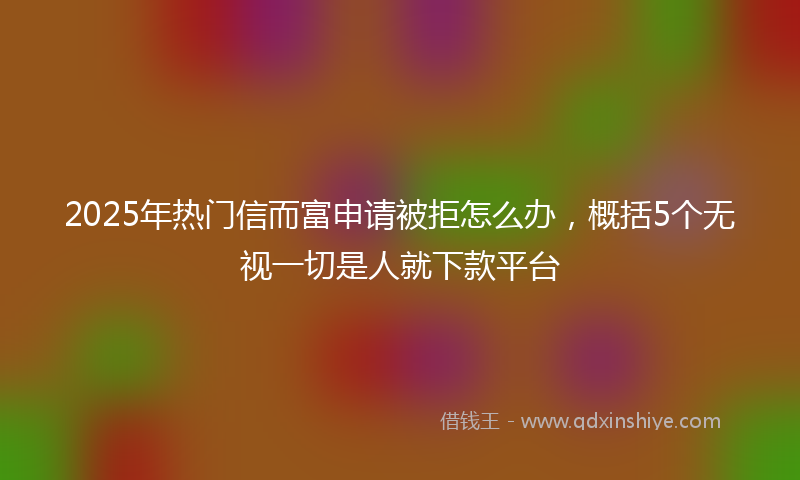 2025年热门信而富申请被拒怎么办，概括5个无视一切是人就下款平台