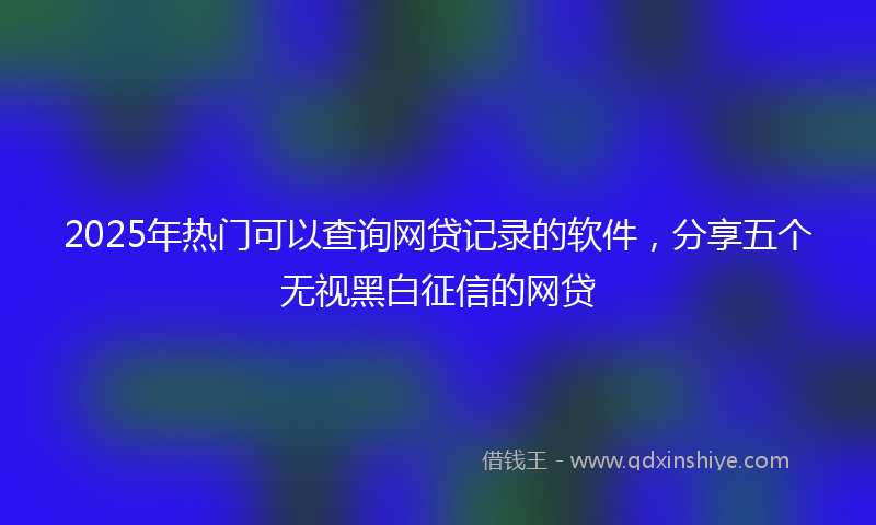 2025年热门可以查询网贷记录的软件，分享五个无视黑白征信的网贷