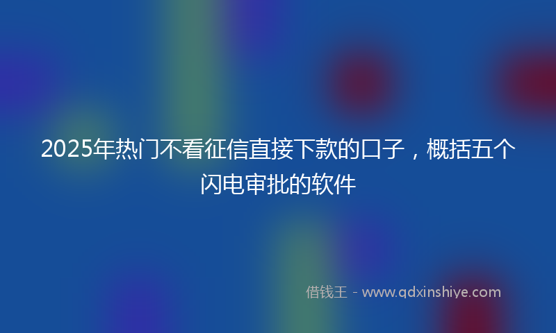 2025年热门不看征信直接下款的口子，概括五个闪电审批的软件