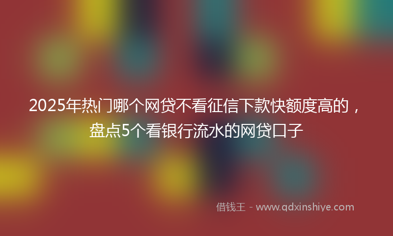 2025年热门哪个网贷不看征信下款快额度高的，盘点5个看银行流水的网贷口子