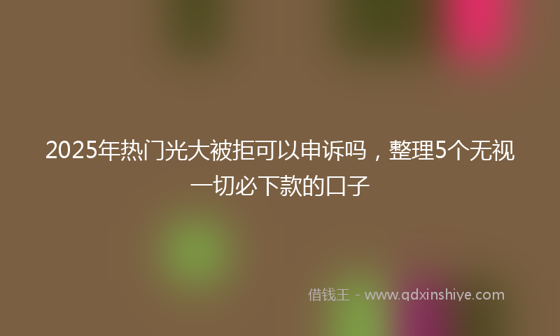 2025年热门光大被拒可以申诉吗，整理5个无视一切必下款的口子