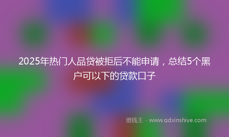2025年热门人品贷被拒后不能申请，总结5个黑户可以下的贷款口子