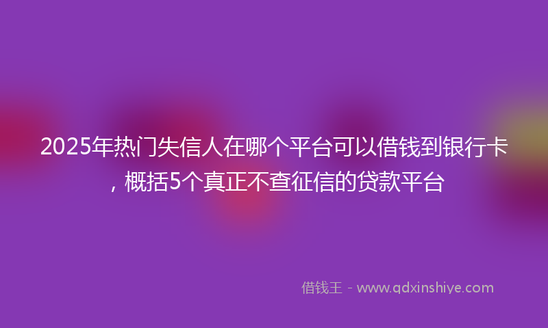 2025年热门失信人在哪个平台可以借钱到银行卡，概括5个真正不查征信的贷款平台