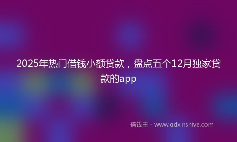 2025年热门借钱小额贷款，盘点五个12月独家贷款的app