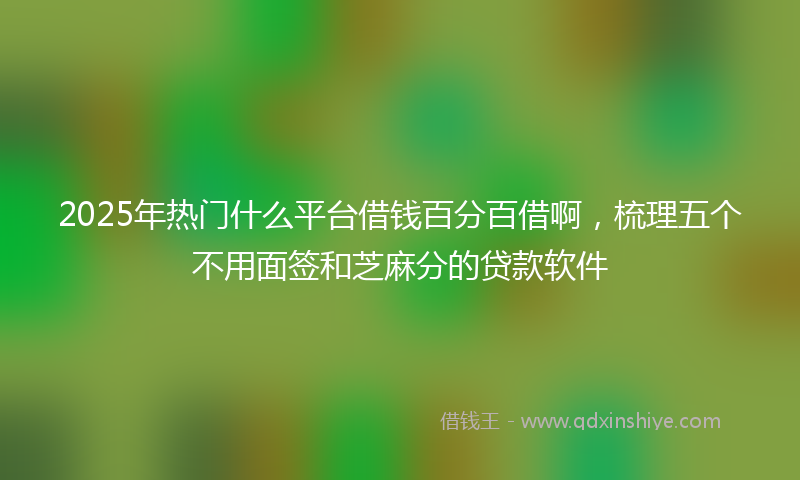 2025年热门什么平台借钱百分百借啊，梳理五个不用面签和芝麻分的贷款软件