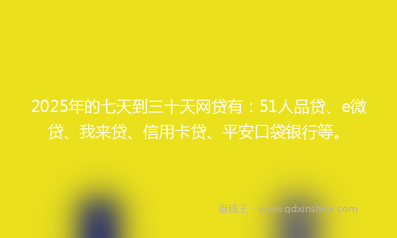 2025年的七天到三十天网贷有：51人品贷、e微贷、我来贷、信用卡贷、平安口袋银行等。