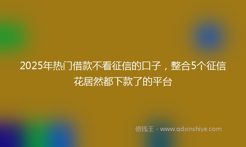 2025年热门借款不看征信的口子，整合5个征信花居然都下款了的平台