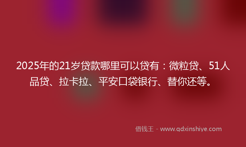 2025年的21岁贷款哪里可以贷有：微粒贷、51人品贷、拉卡拉、平安口袋银行、替你还等。