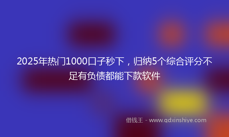 2025年热门1000口子秒下，归纳5个综合评分不足有负债都能下款软件