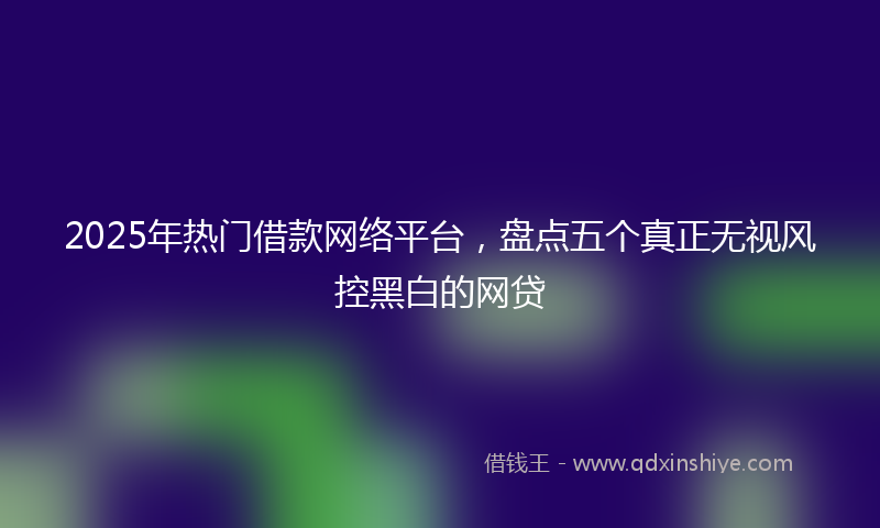 2025年热门借款网络平台，盘点五个真正无视风控黑白的网贷