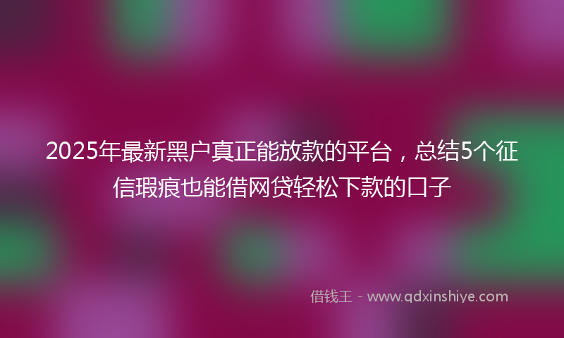 2025年最新黑户真正能放款的平台，总结5个征信瑕疵也能借网贷轻松下款的口子