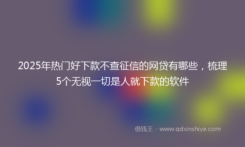 2025年热门好下款不查征信的网贷有哪些，梳理5个无视一切是人就下款的软件