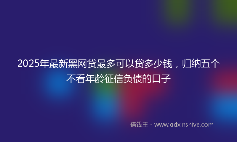 2025年最新黑网贷最多可以贷多少钱，归纳五个不看年龄征信负债的口子