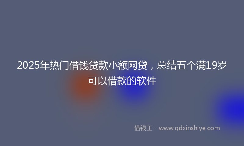2025年热门借钱贷款小额网贷，总结五个满19岁可以借款的软件