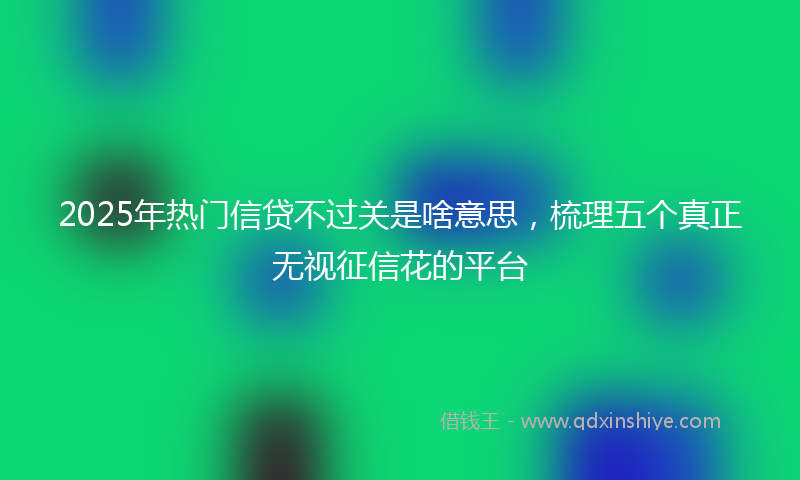 2025年热门信贷不过关是啥意思，梳理五个真正无视征信花的平台
