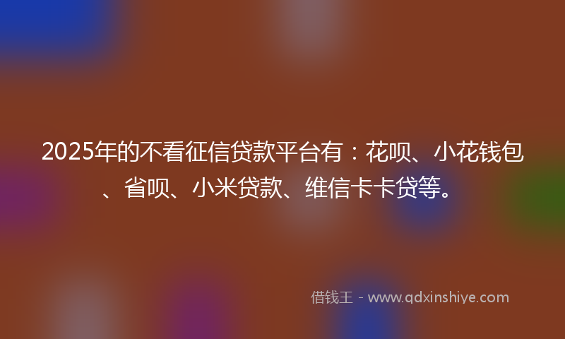 2025年的不看征信贷款平台有：花呗、小花钱包、省呗、小米贷款、维信卡卡贷等。