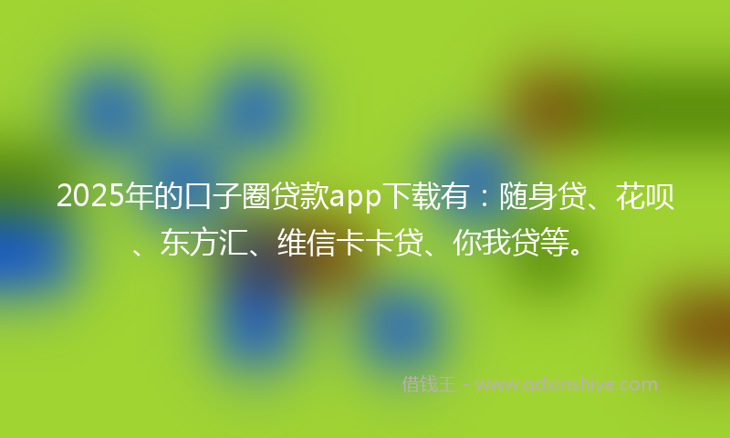 2025年的口子圈贷款app下载有：随身贷、花呗、东方汇、维信卡卡贷、你我贷等。