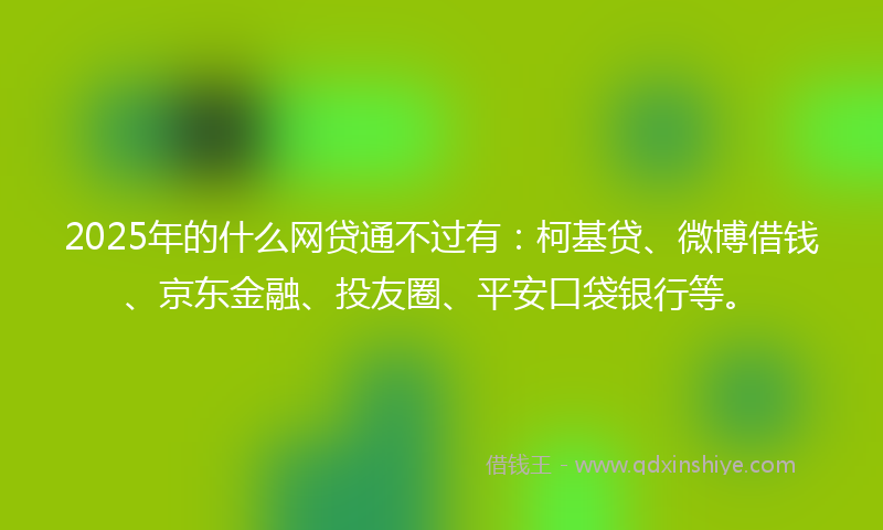 2025年的什么网贷通不过有：柯基贷、微博借钱、京东金融、投友圈、平安口袋银行等。