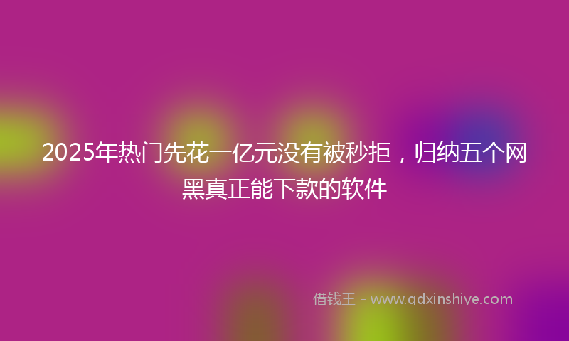2025年热门先花一亿元没有被秒拒，归纳五个网黑真正能下款的软件