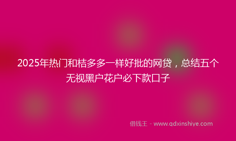 2025年热门和桔多多一样好批的网贷，总结五个无视黑户花户必下款口子