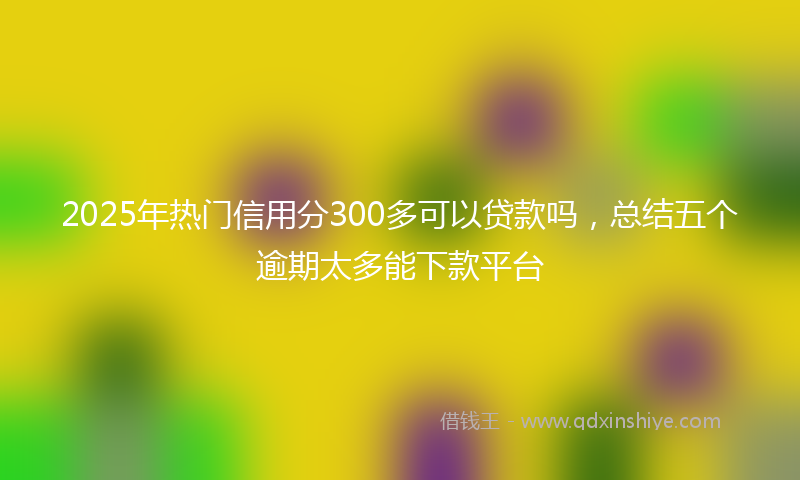 2025年热门信用分300多可以贷款吗，总结五个逾期太多能下款平台