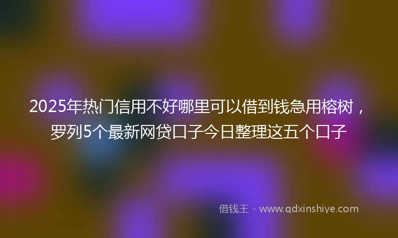 2025年热门信用不好哪里可以借到钱急用榕树，罗列5个最新网贷口子今日整理这五个口子