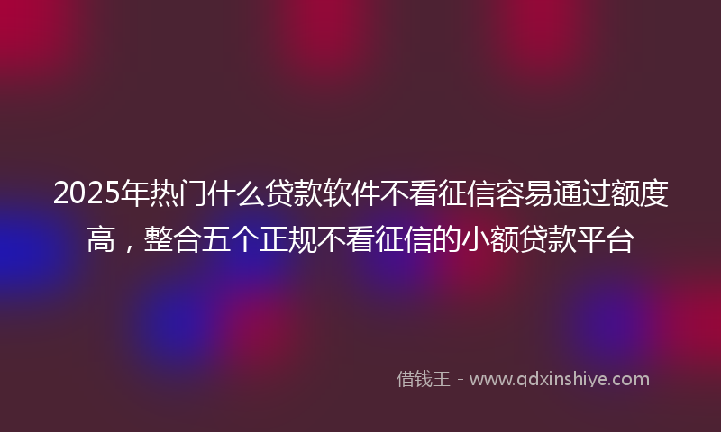 2025年热门什么贷款软件不看征信容易通过额度高，整合五个正规不看征信的小额贷款平台