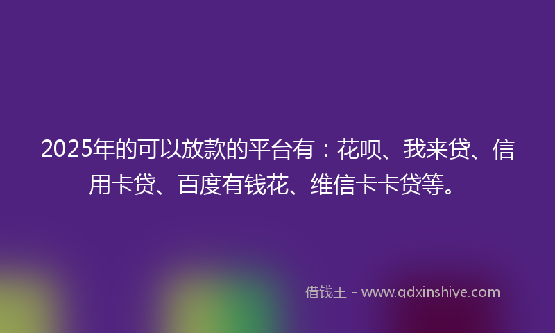 2025年的可以放款的平台有：花呗、我来贷、信用卡贷、百度有钱花、维信卡卡贷等。