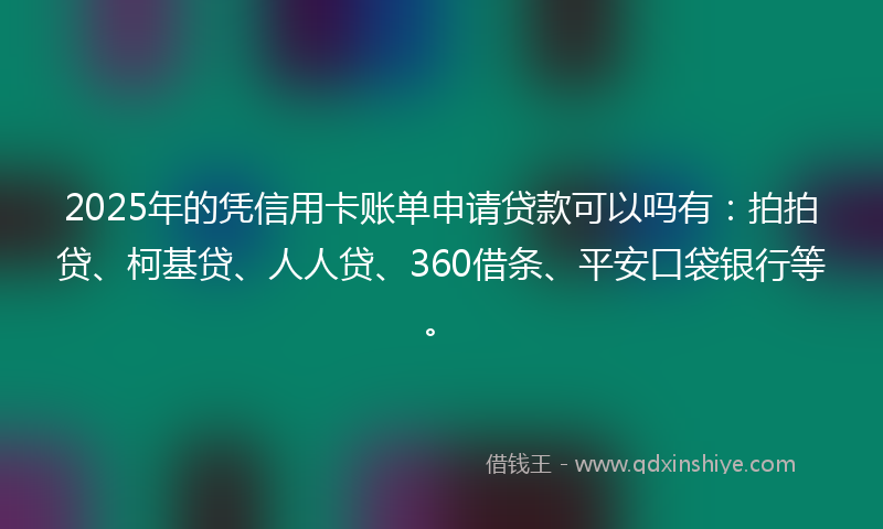 2025年的凭信用卡账单申请贷款可以吗有：拍拍贷、柯基贷、人人贷、360借条、平安口袋银行等。