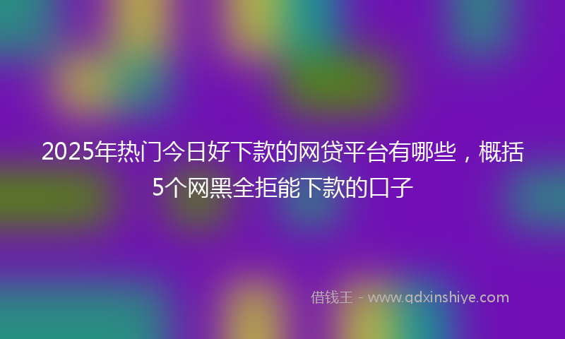 2025年热门今日好下款的网贷平台有哪些，概括5个网黑全拒能下款的口子