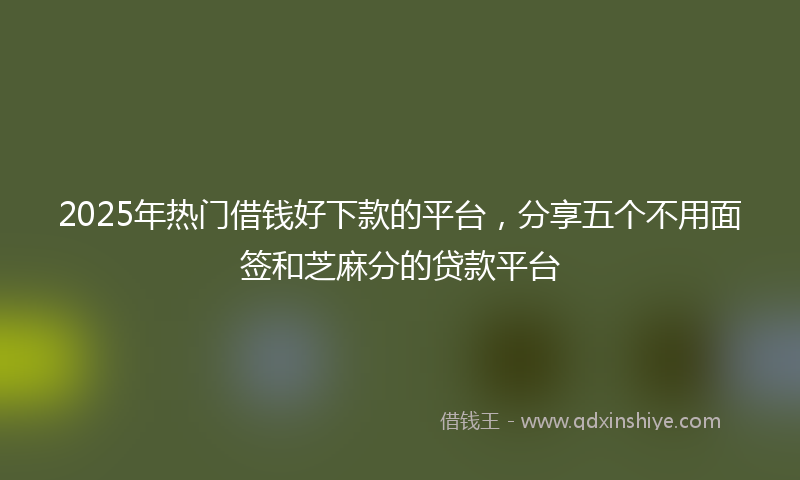 2025年热门借钱好下款的平台，分享五个不用面签和芝麻分的贷款平台