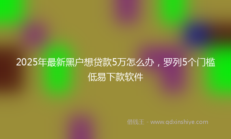 2025年最新黑户想贷款5万怎么办，罗列5个门槛低易下款软件