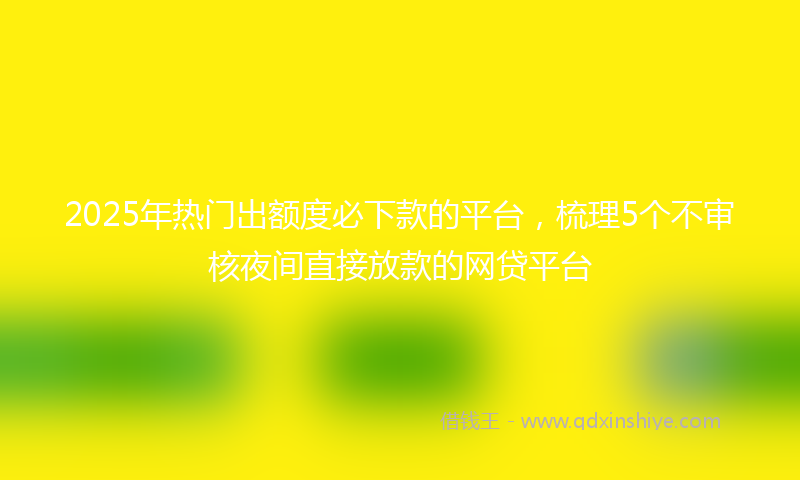 2025年热门出额度必下款的平台，梳理5个不审核夜间直接放款的网贷平台