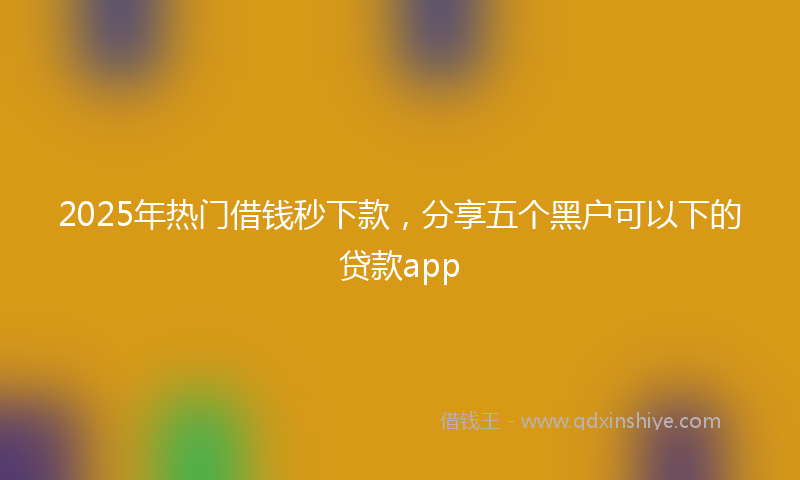 2025年热门借钱秒下款，分享五个黑户可以下的贷款app