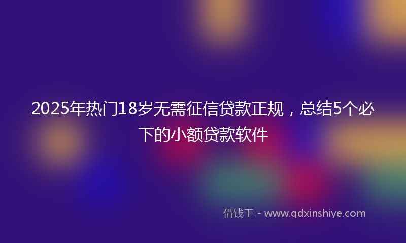 2025年热门18岁无需征信贷款正规，总结5个必下的小额贷款软件