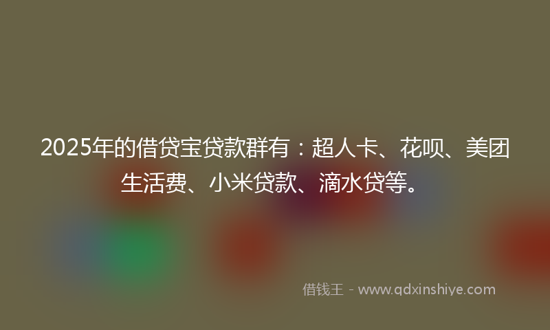 2025年的借贷宝贷款群有：超人卡、花呗、美团生活费、小米贷款、滴水贷等。